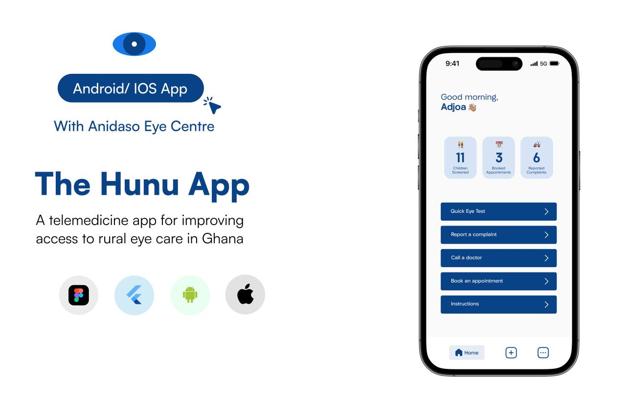 Hunu telemedicine app interface for rural vision screening
