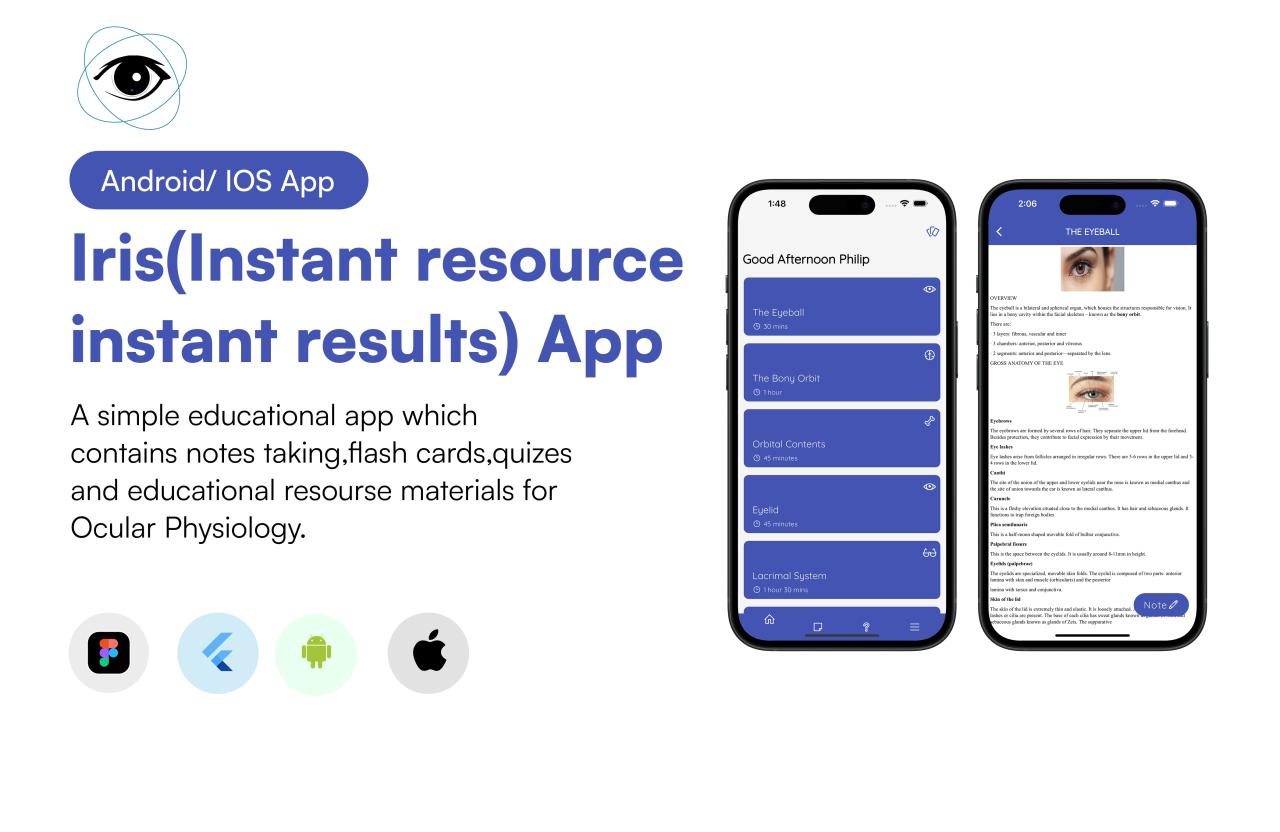 IRIS EdTech platform interface showing flashcard and quiz study system